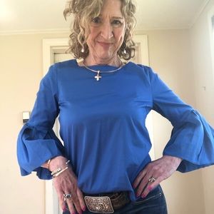 Anthropologie  Blue blouse with bell sleeves S